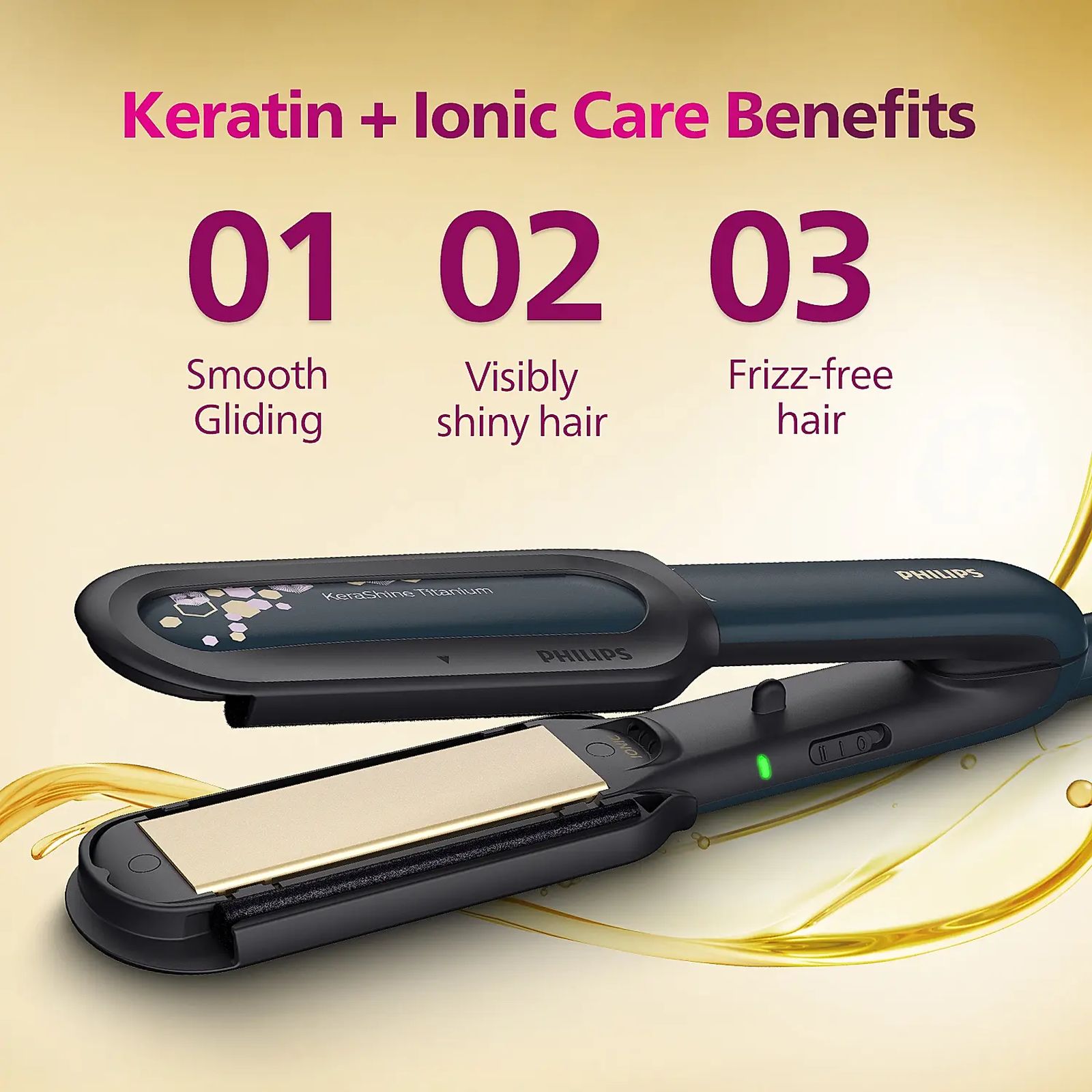 PHILIPS BHS507/40 Hair Straightener with Nourishcare Technology (Kerashine Titanium Plates, Black)_5