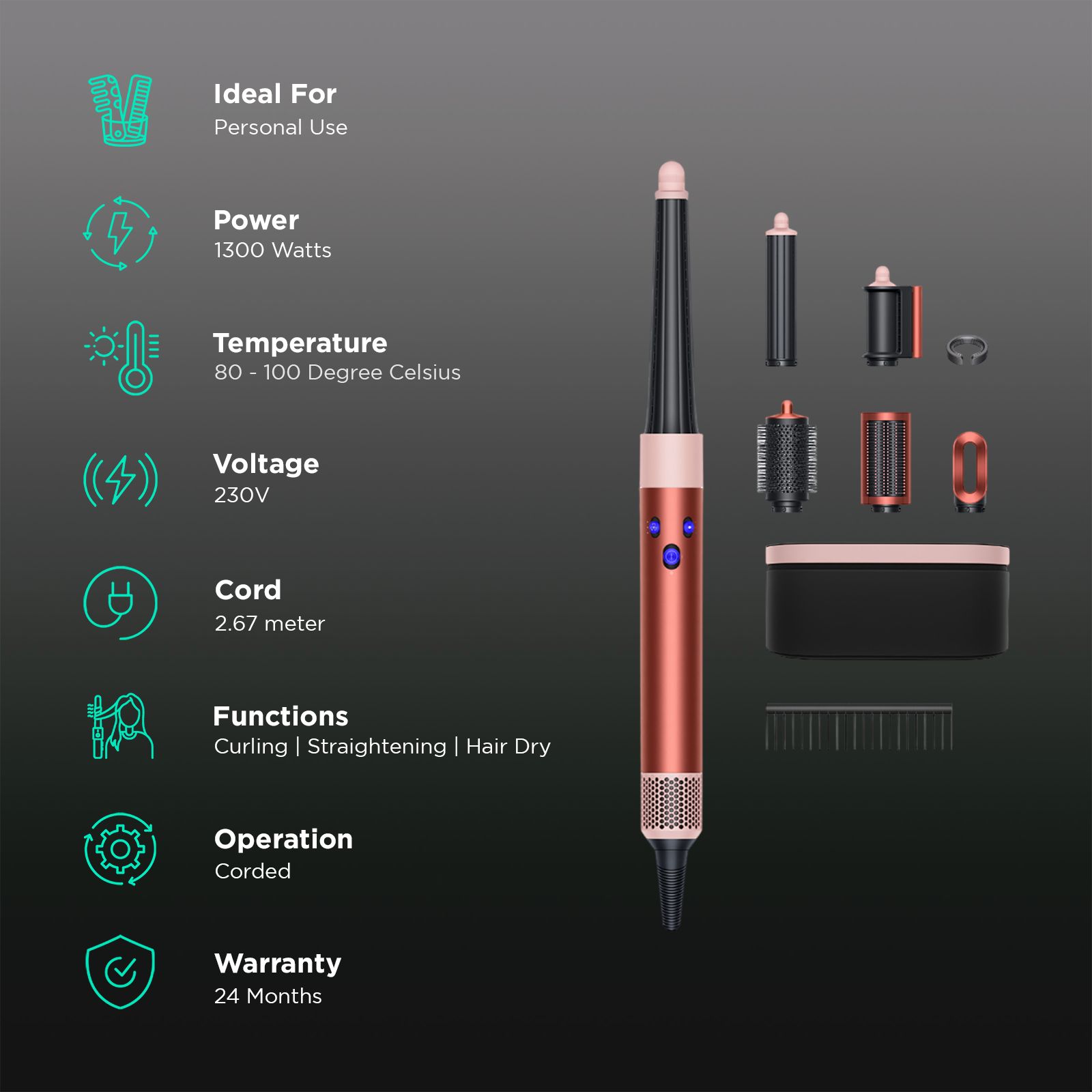 dyson Airwrap id Hair Styler with No Heat Damage (Bluetooth Enabled, Strawberry Bronze)_3