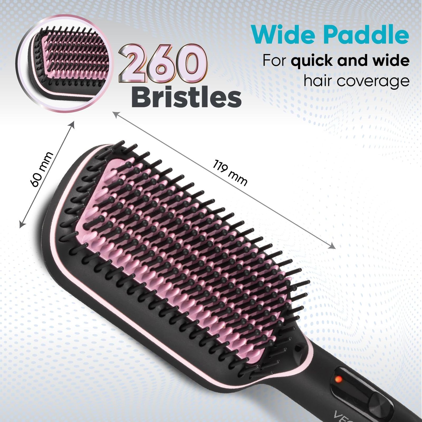 VEGA LitStyle L2 Hair Straightener Brush with Thermo Protect Technology (Ceramic Coated Bristles, Pink)_7