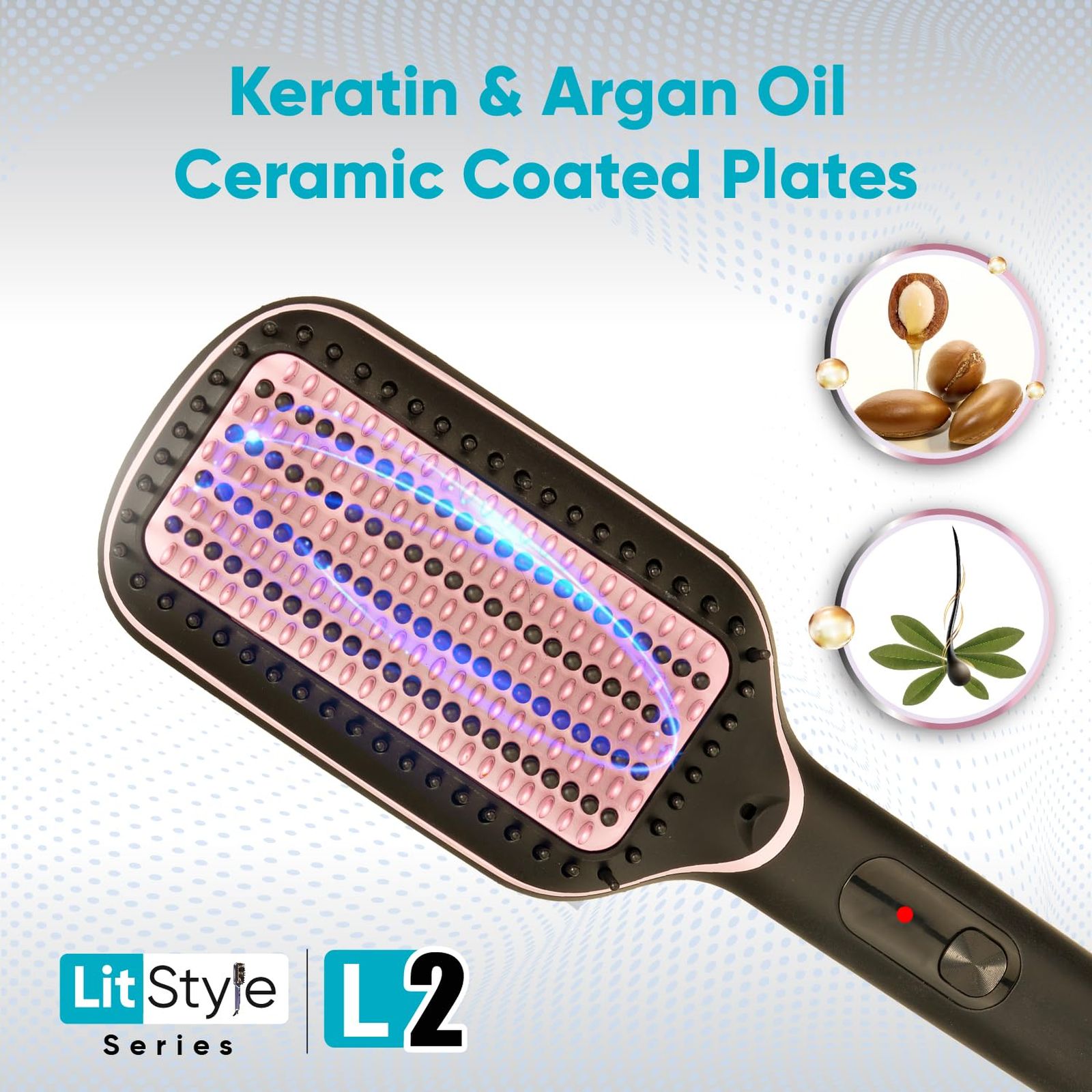 VEGA LitStyle L2 Hair Straightener Brush with Thermo Protect Technology (Ceramic Coated Bristles, Pink)_4