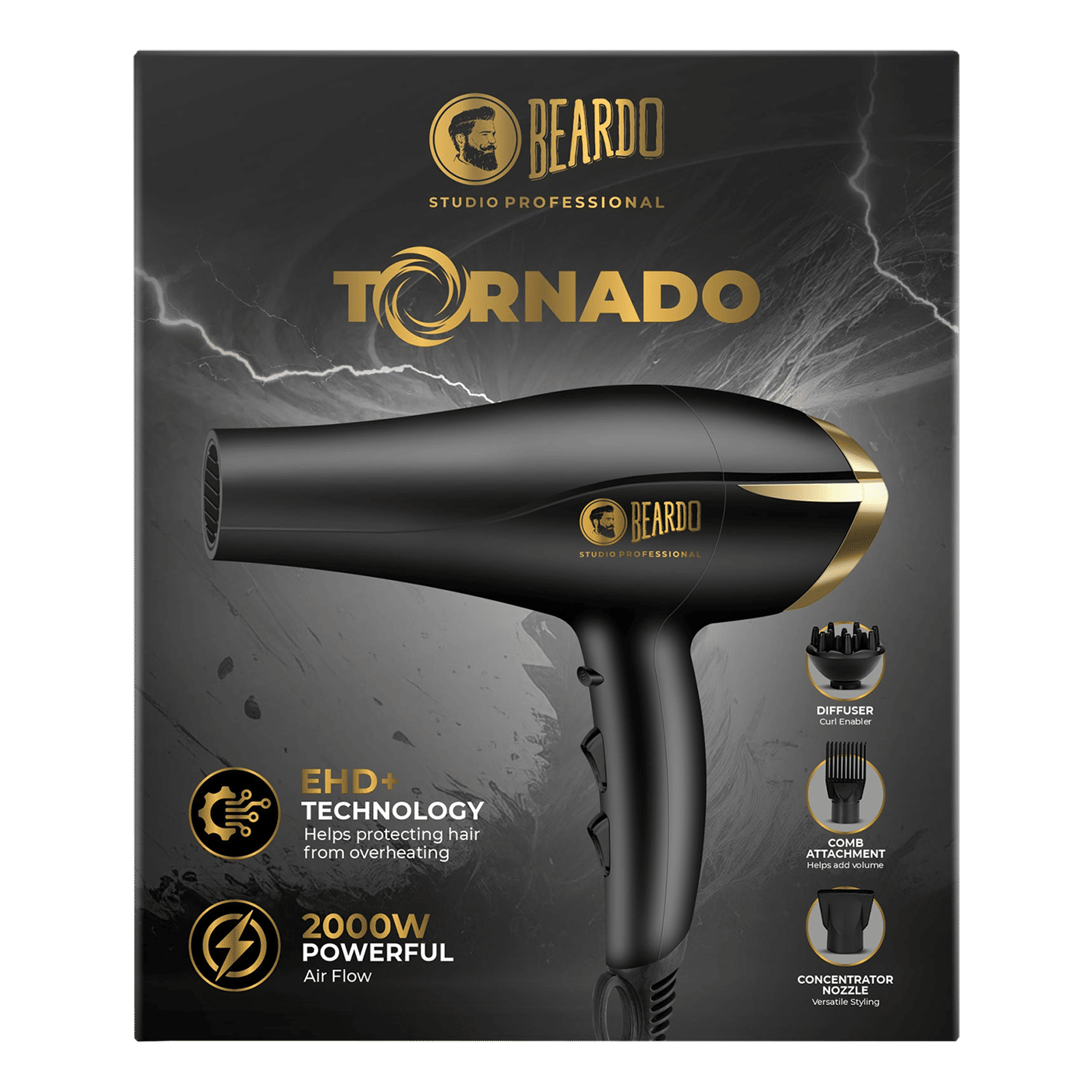 BEARDO Studio Professional Tornado Hair Dryer with 3 Heat Settings & Cool Shot (EHD+ Technology, Black) BEARDO Studio Professional Tornado Hair Dryer with 3 Heat Settings & Cool Shot (EHD+ Technology, Black)_6