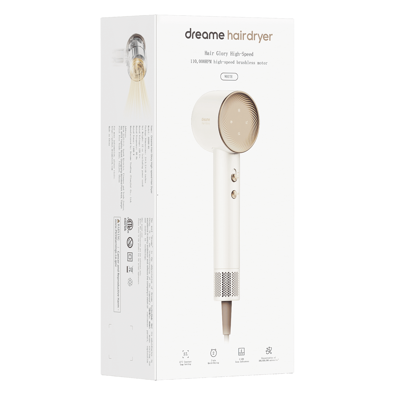 DREAME Glory Hair Dryer with 4 Heat Settings & Cool Blow (Advanced Negative Ion Technology, White & Rose) DREAME Glory Hair Dryer with 4 Heat Settings & Cool Blow (Advanced Negative Ion Technology, White & Rose)_8
