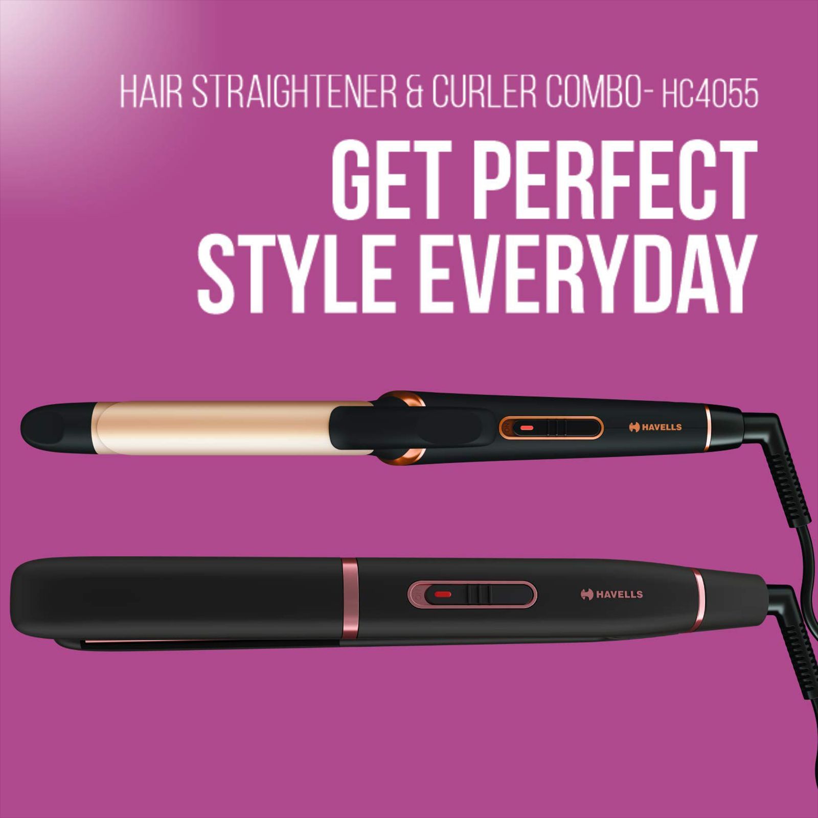 HAVELLS HC4055 2-in-1 Hair Straightener & Curler with Plate Lock Function (Floating Ceramic Coated Plates, Black & Chrome)_3
