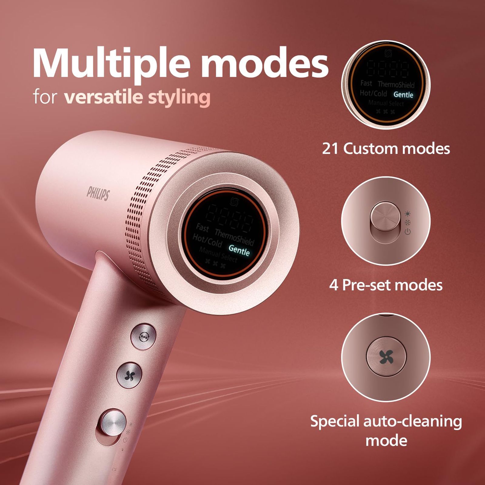 Philips 8000 Series Hair Dryer With 7 Heat Settings & Cool Shot (Thermo Shield Advanced Technology, Rose Champagne) Philips 8000 Series Hair Dryer With 7 Heat Settings & Cool Shot (Thermo Shield Advanced Technology, Rose Champagne)_14