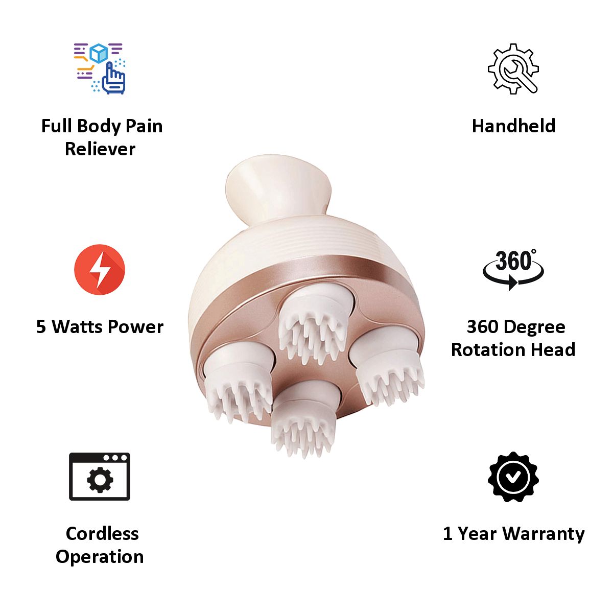 Lifelong Head, Scalp and Full Body Pain Relief Massager (Rechargeable, LLM225, Brown) Lifelong Head, Scalp and Full Body Pain Relief Massager (Rechargeable, LLM225, Brown)_4
