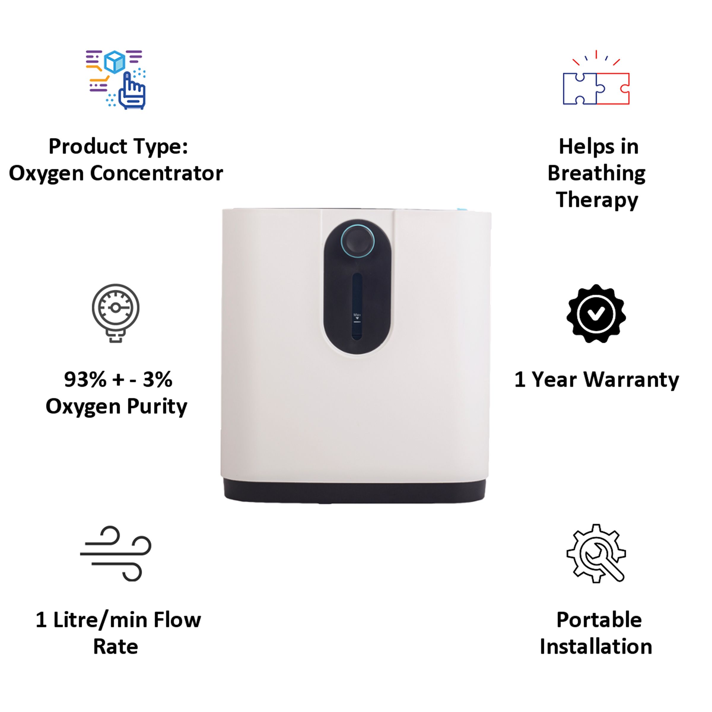 Day-Pro Tech Household Oxygen Concentrator (Flow Rate: 1L/min, ZY-1Z, White) Day-Pro Tech Household Oxygen Concentrator (Flow Rate: 1L/min, ZY-1Z, White)_4