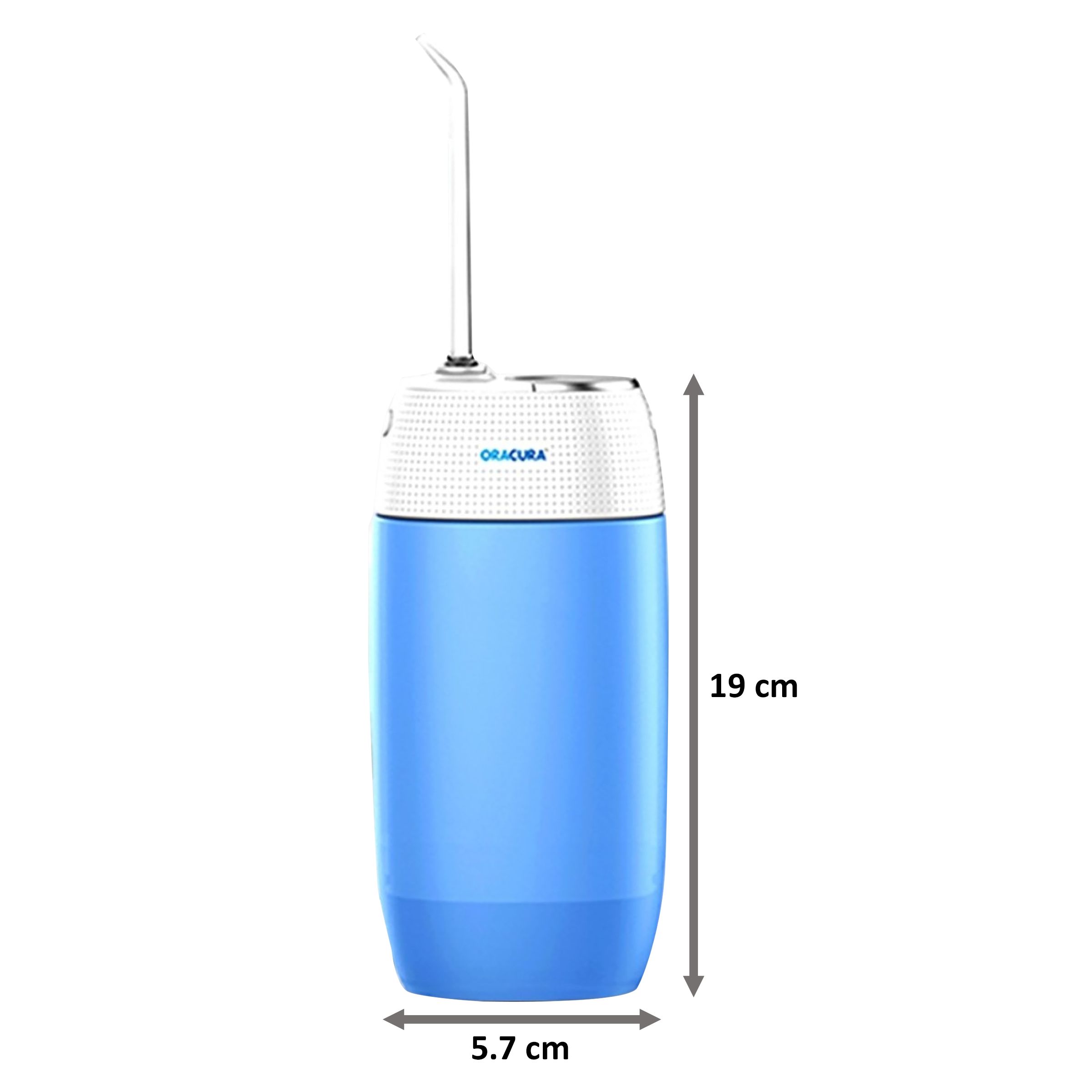ORACURA Compact Dental Flosser with 2 Jet Tips (120ml Water Tank, Low Noise Design, Blue)_2