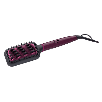 PHILIPS 5000 Hair Straightening Brush with Thermo Protect Technology (Ceramic Bristles, Dark Wine)