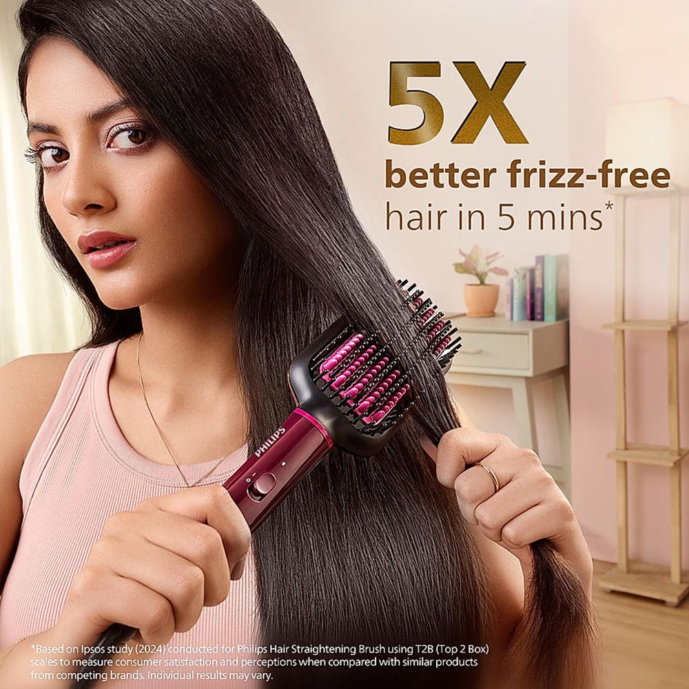 PHILIPS 5000 Hair Straightening Brush with Thermo Protect Technology (Ceramic Bristles, Dark Wine)_15