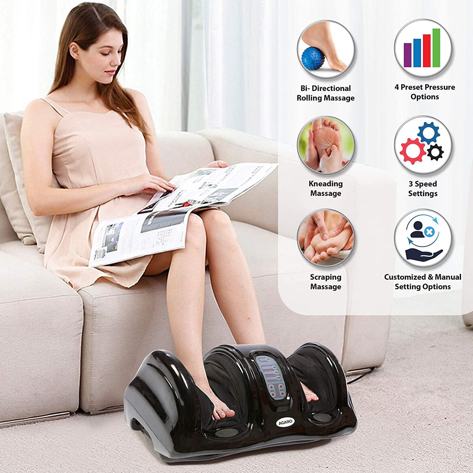 AGARO Shiatsu Foot Massager (Auto Shut Off, 33158, Black)_4