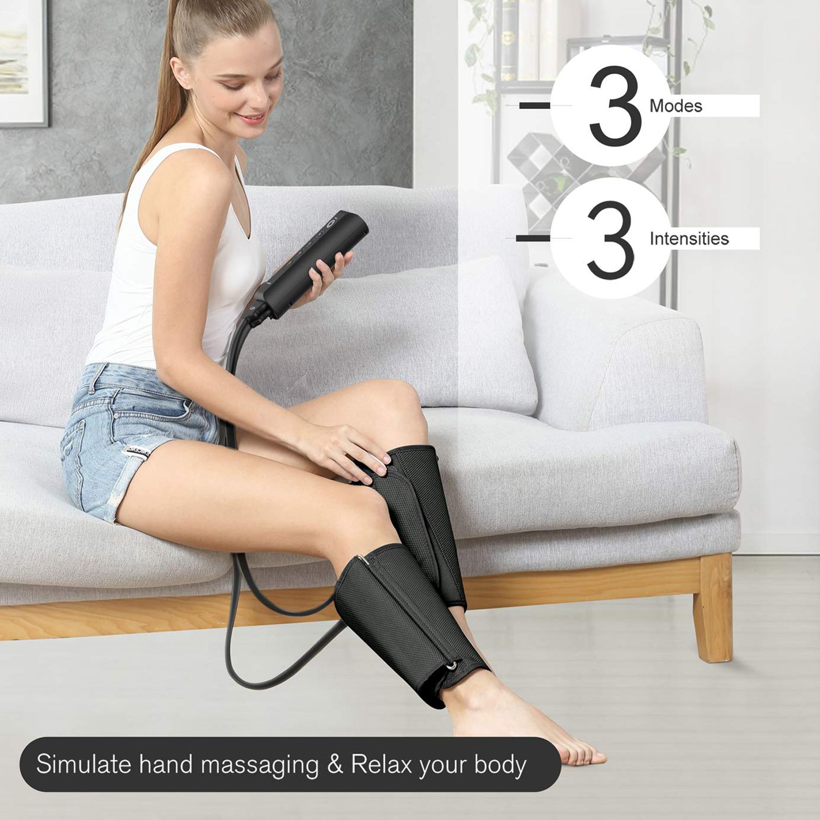 AGARO Smart Air Compression Leg Massager (3 Modes, Fabric, Black) AGARO Smart Air Compression Leg Massager (3 Modes, Fabric, Black)_3
