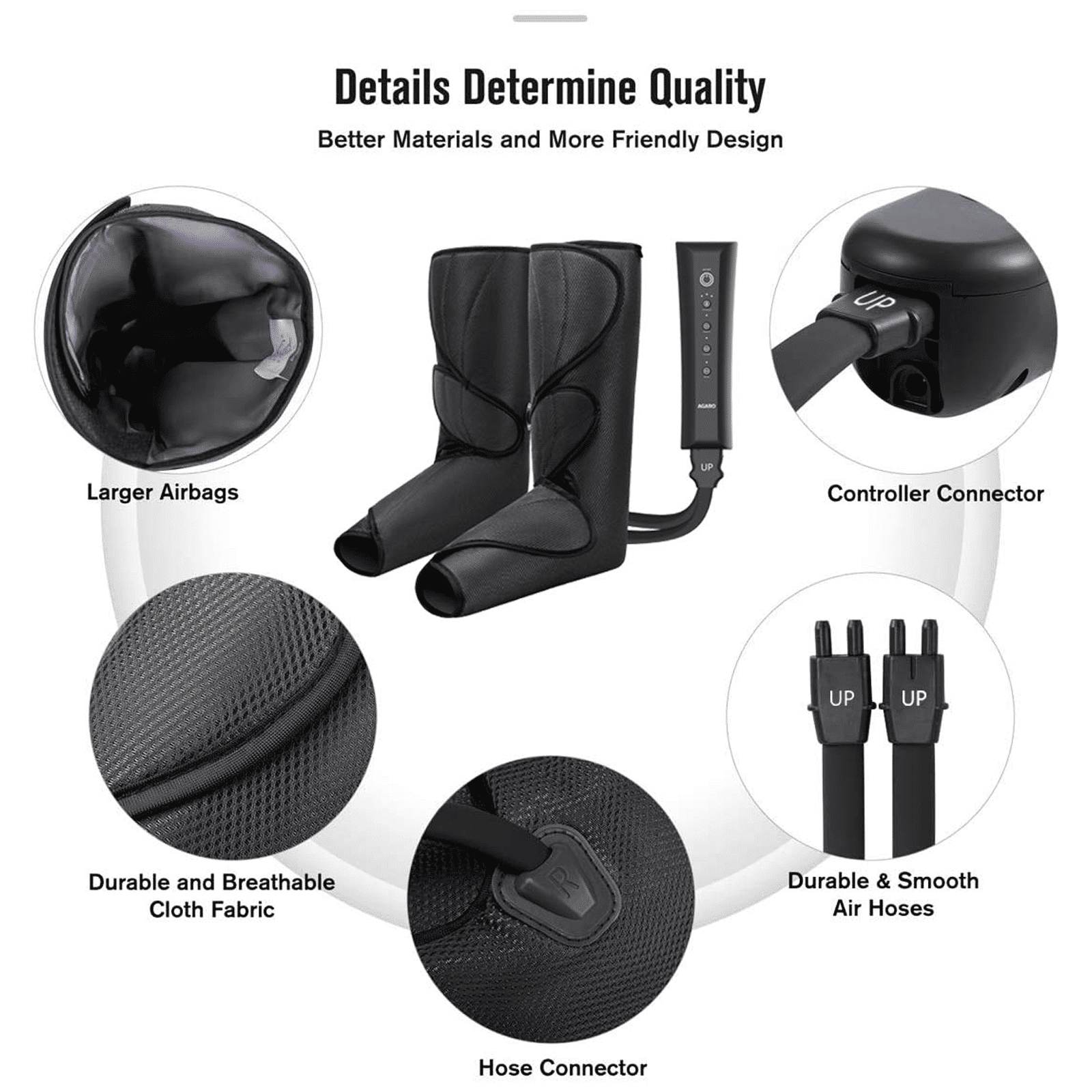 AGARO Comfy Air Compression Leg Massager (3 Massage Modes, 33510, Black) AGARO Comfy Air Compression Leg Massager (3 Massage Modes, 33510, Black)_4