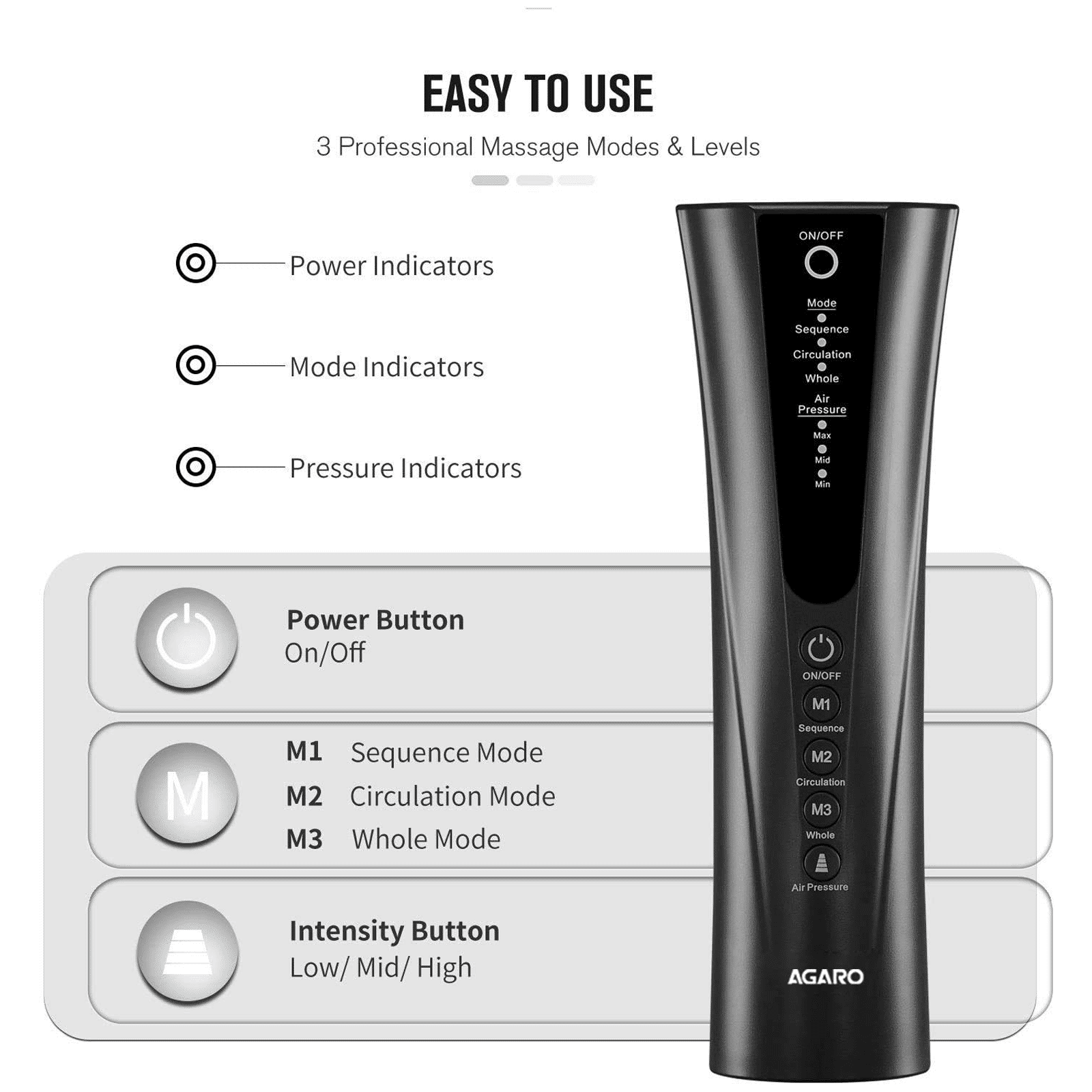 AGARO Magma Leg Massager (3 Massage Mode, 33511, Black) AGARO Magma Leg Massager (3 Massage Mode, 33511, Black)_2