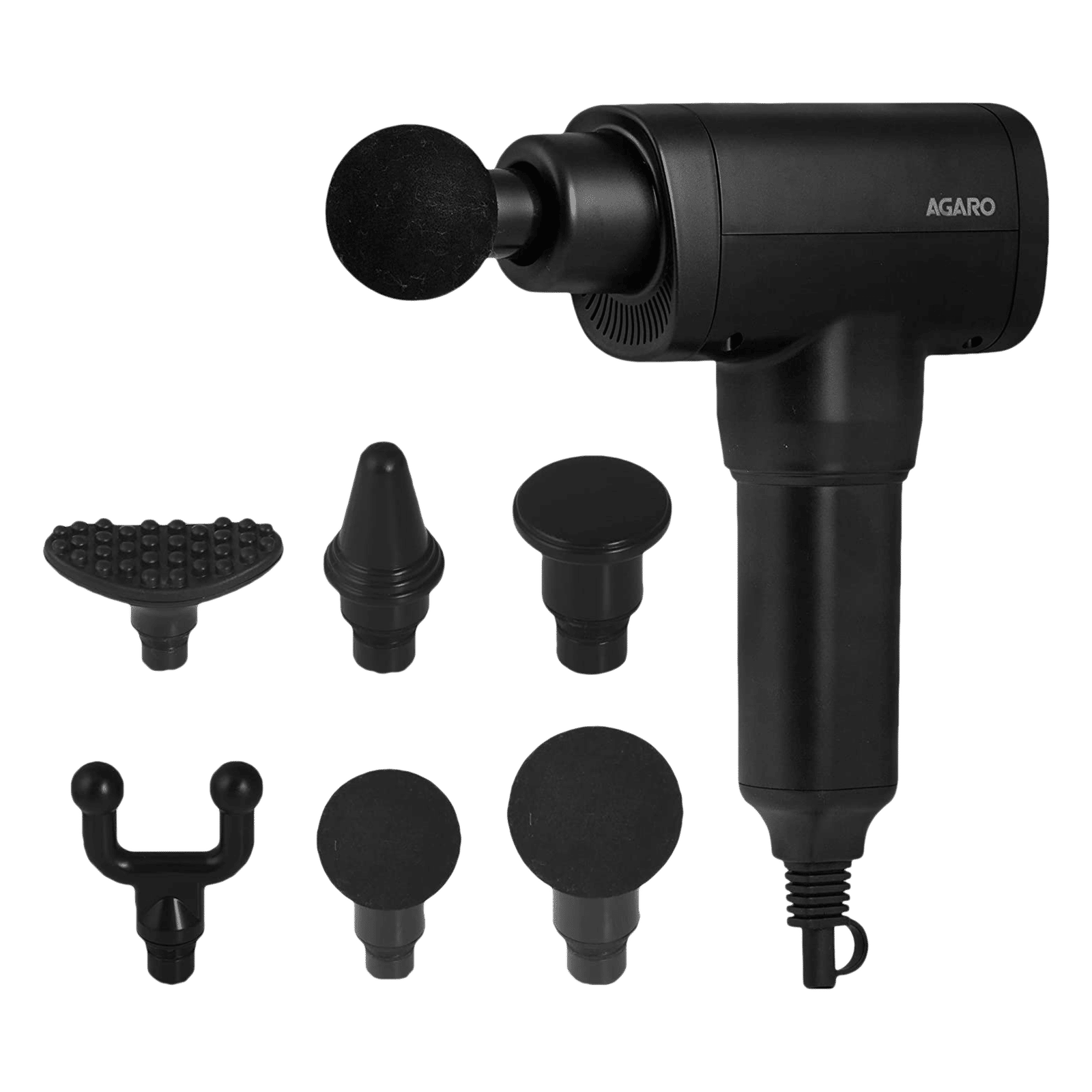 AGARO Impact Electric Gun Body Massager (6 Interchangeable Massage Heads, 33659, Black)_1
