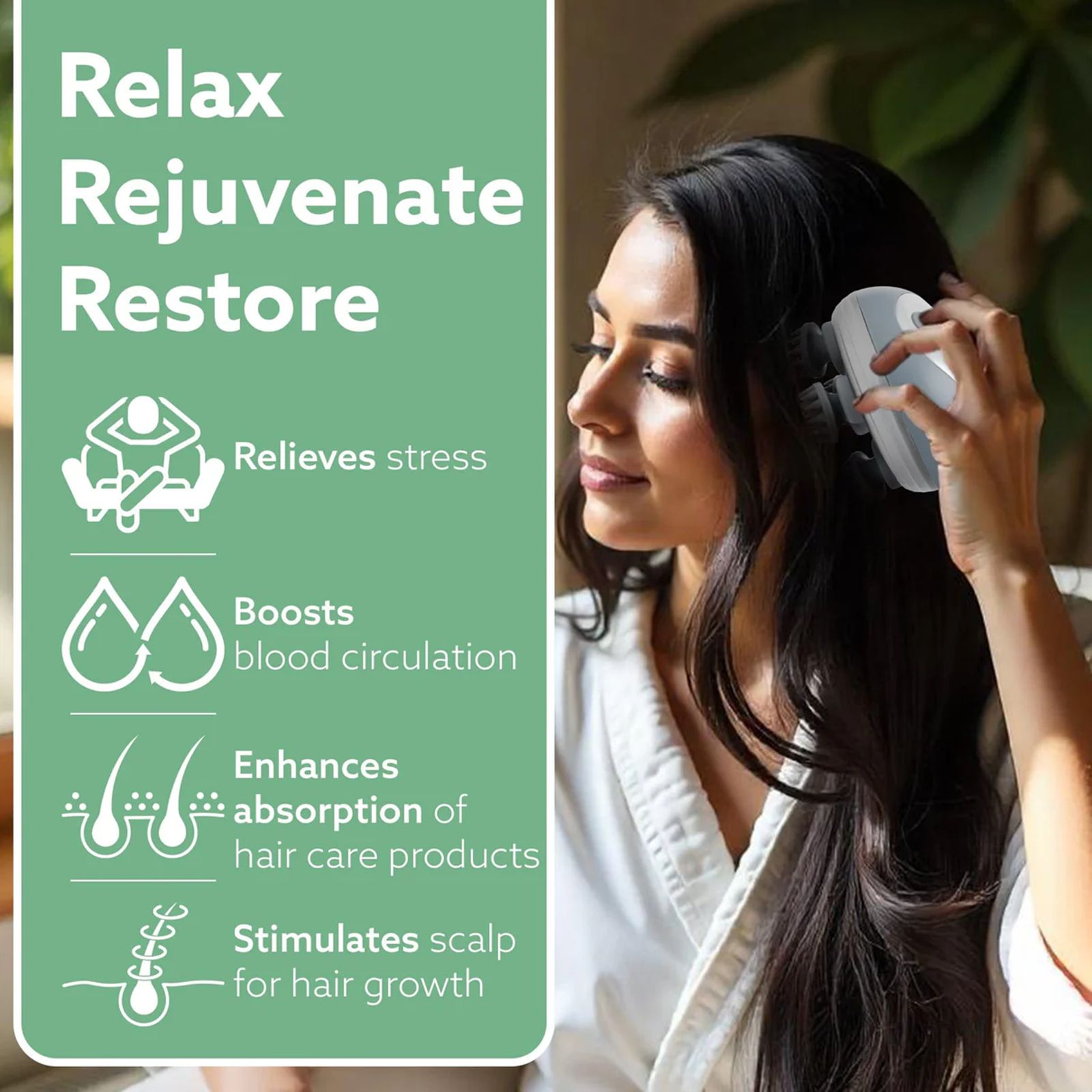 Agaro SM3675 Scalp Massager (Silicone, Ergonomic Design, 34132, White)_2