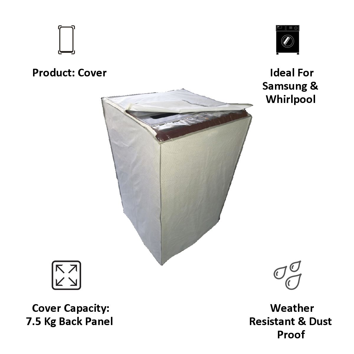 CNS Top Load 7.5 Kg Samsung and Whirlpool Washing Machine Cover (Grey) CNS Top Load 7.5 Kg Samsung and Whirlpool Washing Machine Cover (Grey)_6