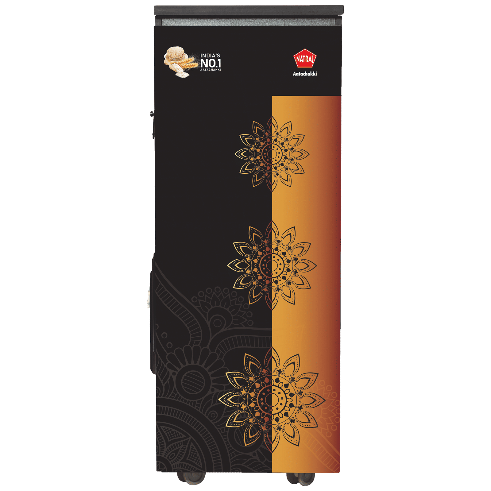 NATRAJ Premium Designer 746 Watts 6.5 kg Flour Mill Machine (Auto Start and Clean, VC-110, Black & Gold)_1