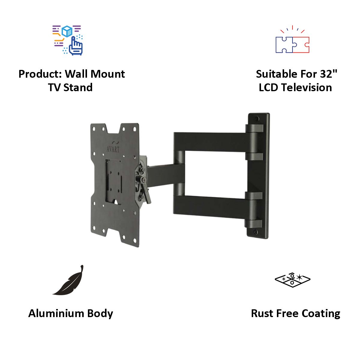 Mighty 32 inch LCD/LED TV Stand (Black)_2
