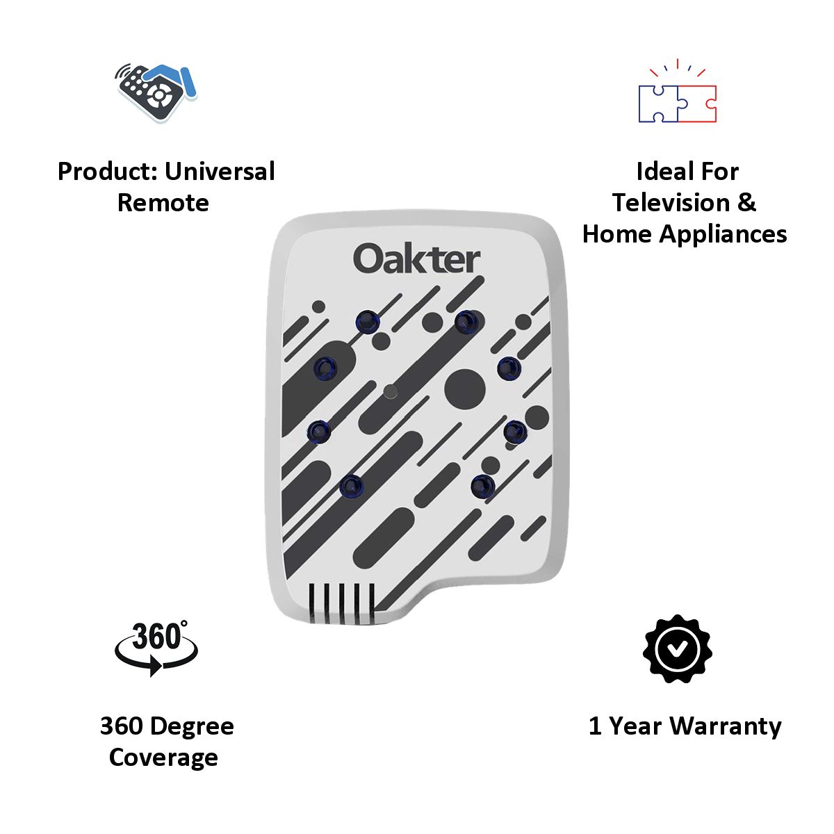 Oakter OakRemote Universal Remote (360 Degree IP Coverage, White)_5