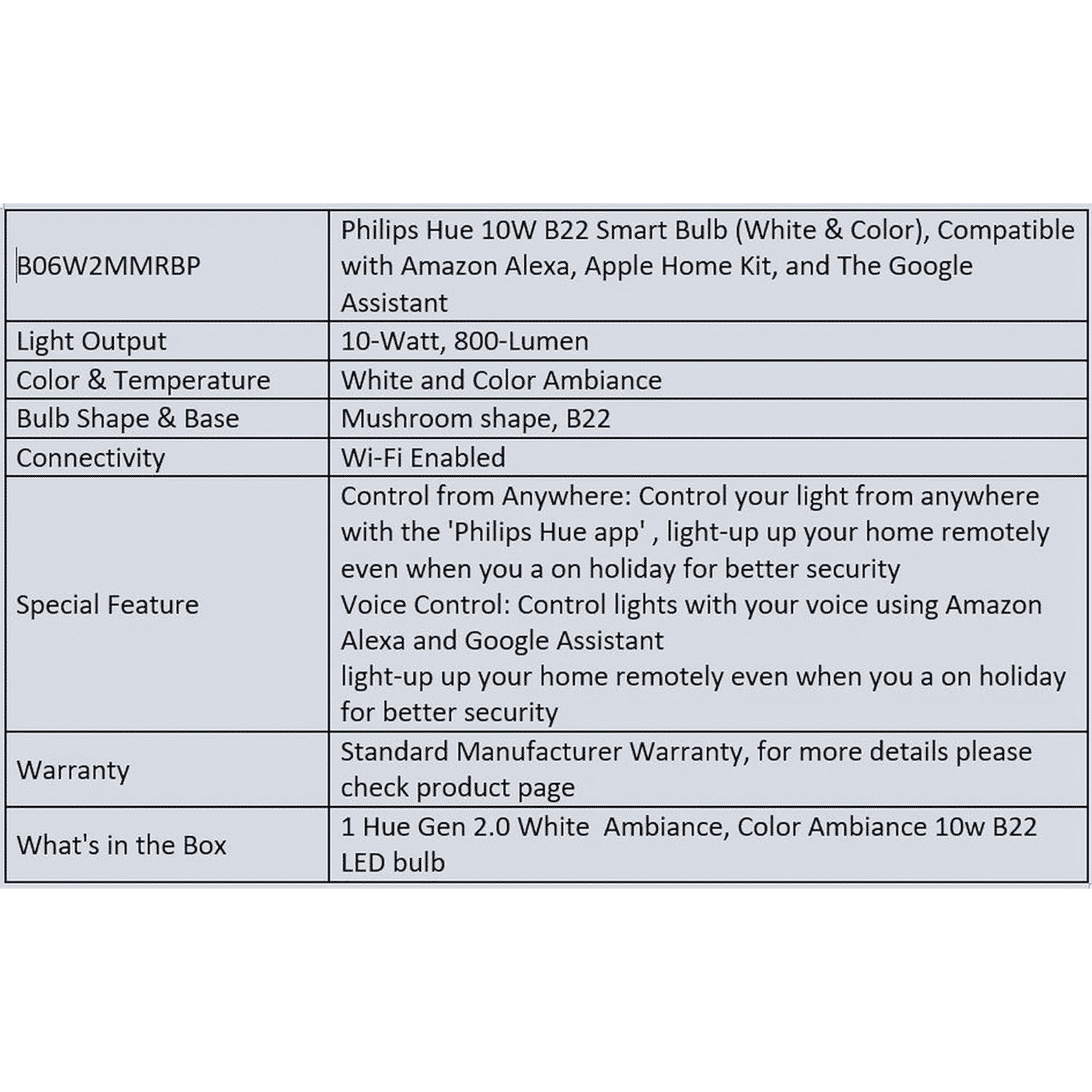 PHILIPS Hue Electric Powered 10 Watt Smart Bulb (B22, White)_9