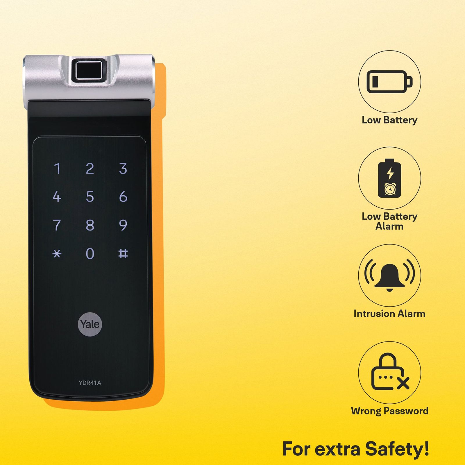 Yale YDR Smart Lock For Private Space (Code Scrambling, 41A, Gold)_8