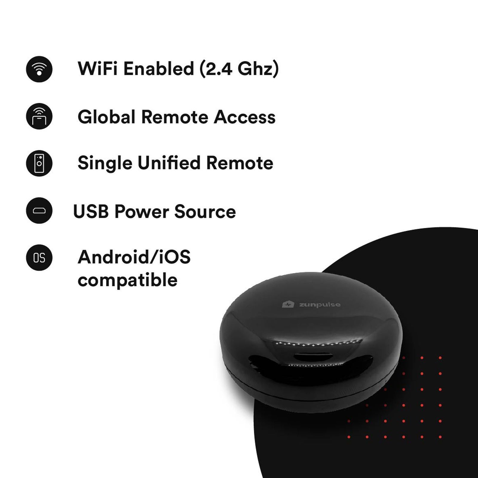 zunpulse Smart Remote Control For Air Conditioner (Wi-Fi Enabled IoT Control, ZUNSACR, Black)_2