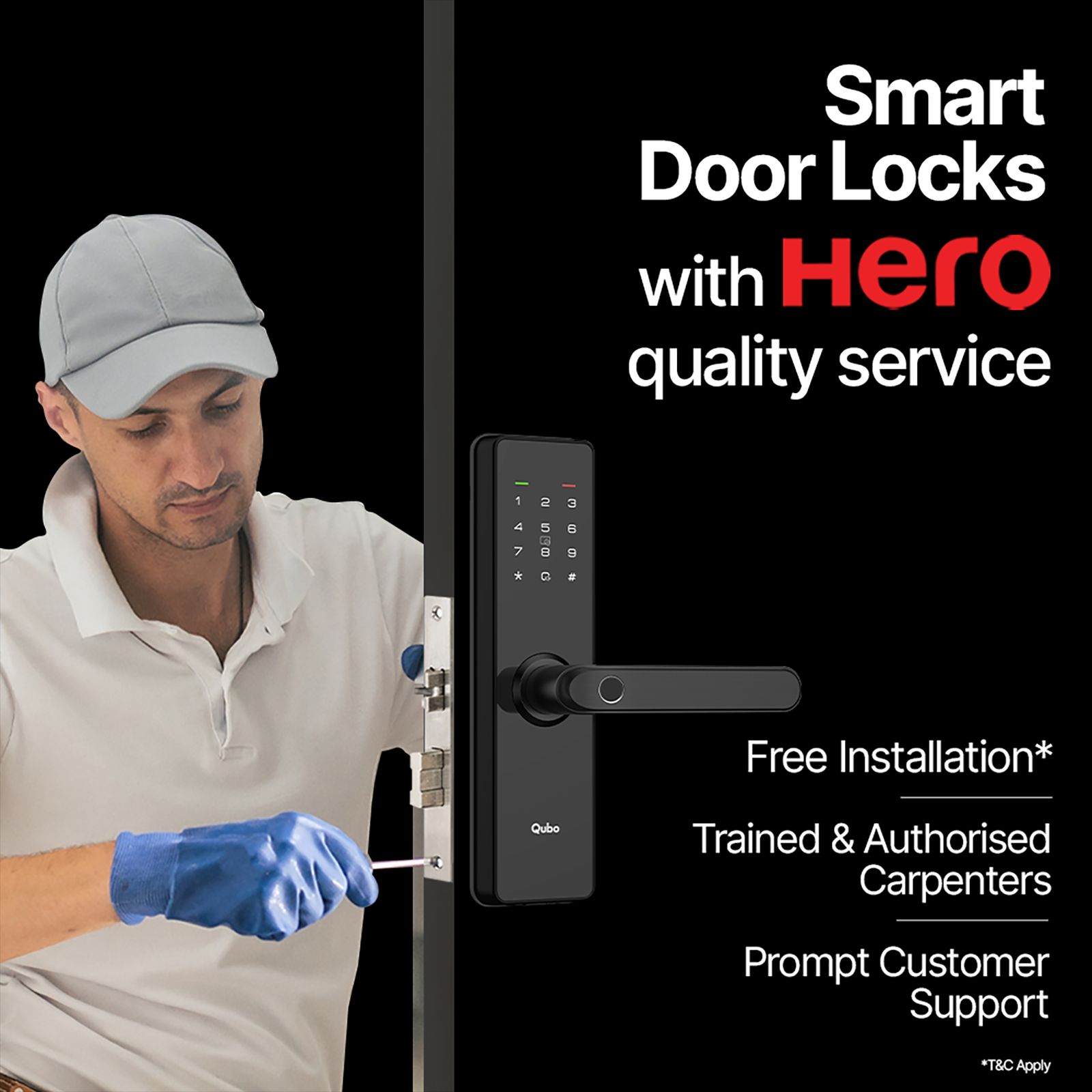 Qubo Smart Locks (5 Way Unlock, OC-HLM02BL1, Matte Black)_8