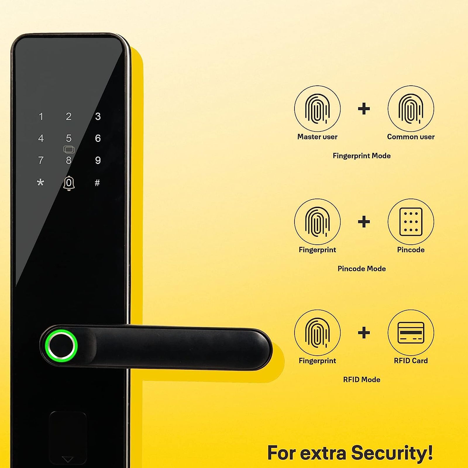 Yale Smart Locks For Private Space (Smart Keypad, YDME 100 NxT, Black)_5