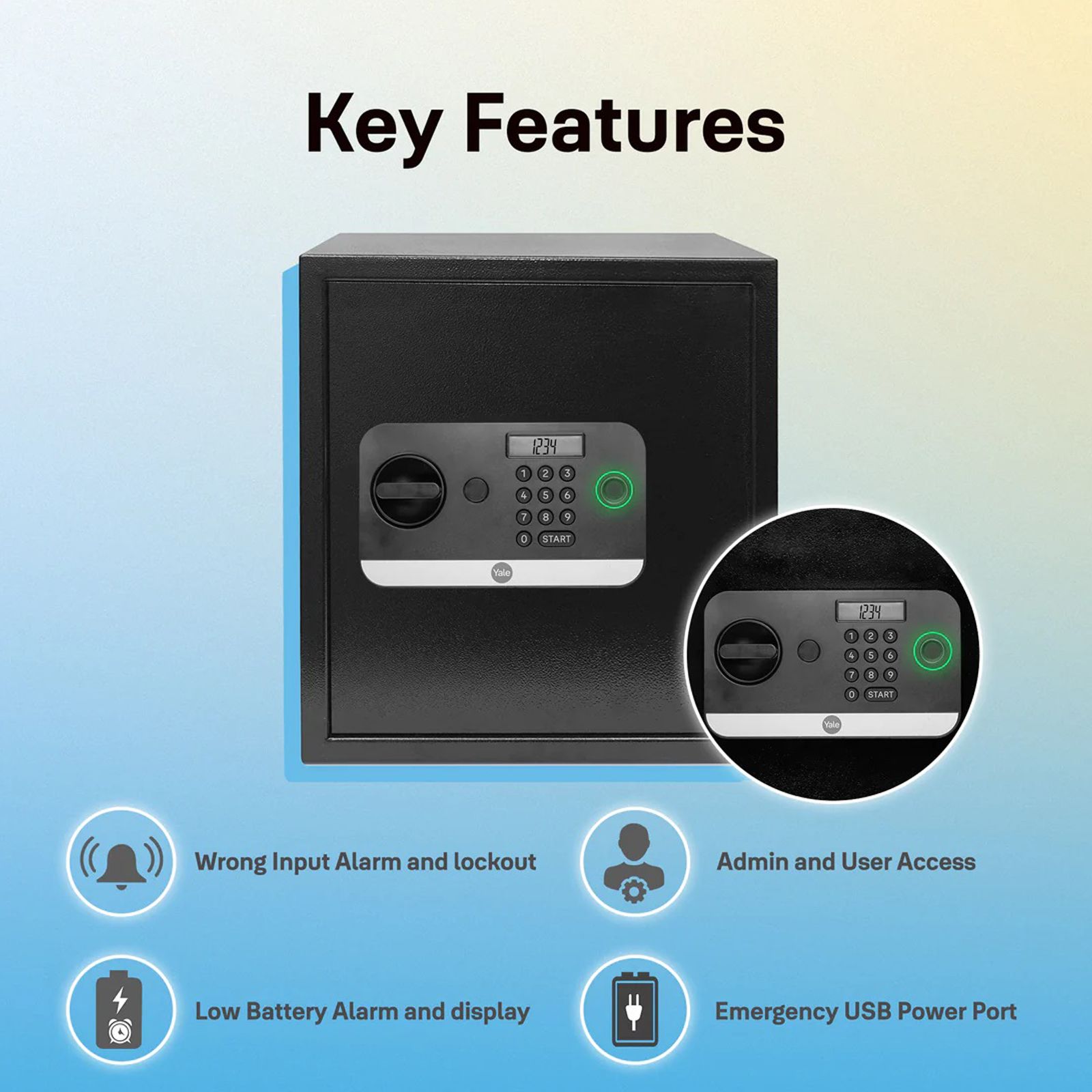 Yale Stellar 41 Litres Digital Safety Locker (390/DB2, Black)_5