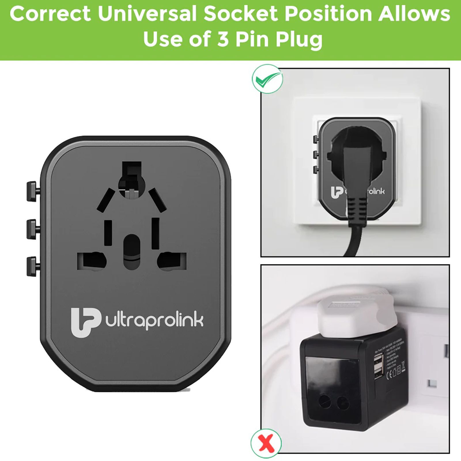 ultraprolink TravelMate 3 Plugs Travel Adapter (Worldwide Voltage Compatible, UM1005WTA-PD, Black) ultraprolink TravelMate 3 Plugs Travel Adapter (Worldwide Voltage Compatible, UM1005WTA-PD, Black)_4