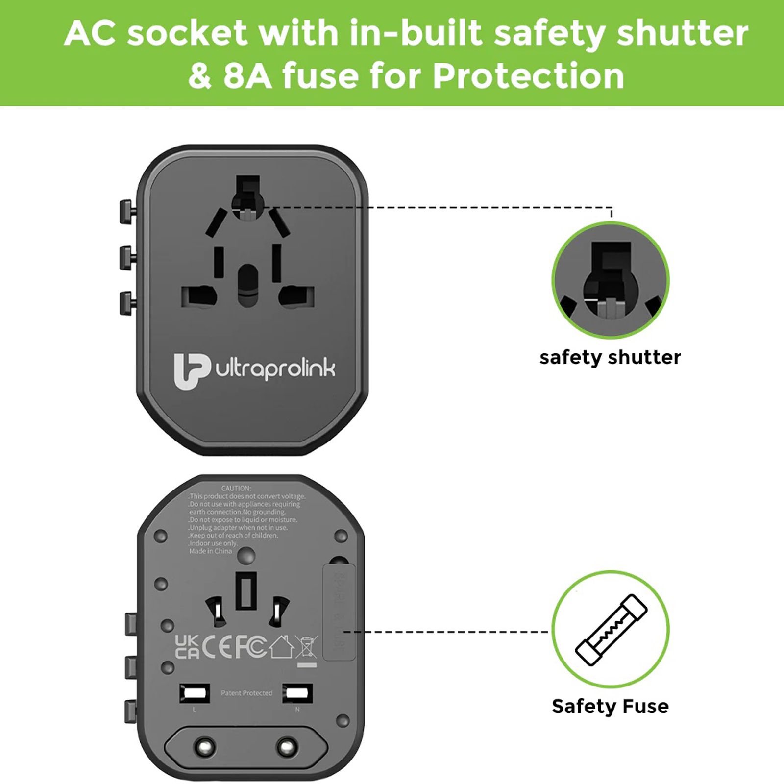 ultraprolink TravelMate 3 Plugs Travel Adapter (Worldwide Voltage Compatible, UM1005WTA-PD, Black) ultraprolink TravelMate 3 Plugs Travel Adapter (Worldwide Voltage Compatible, UM1005WTA-PD, Black)_6