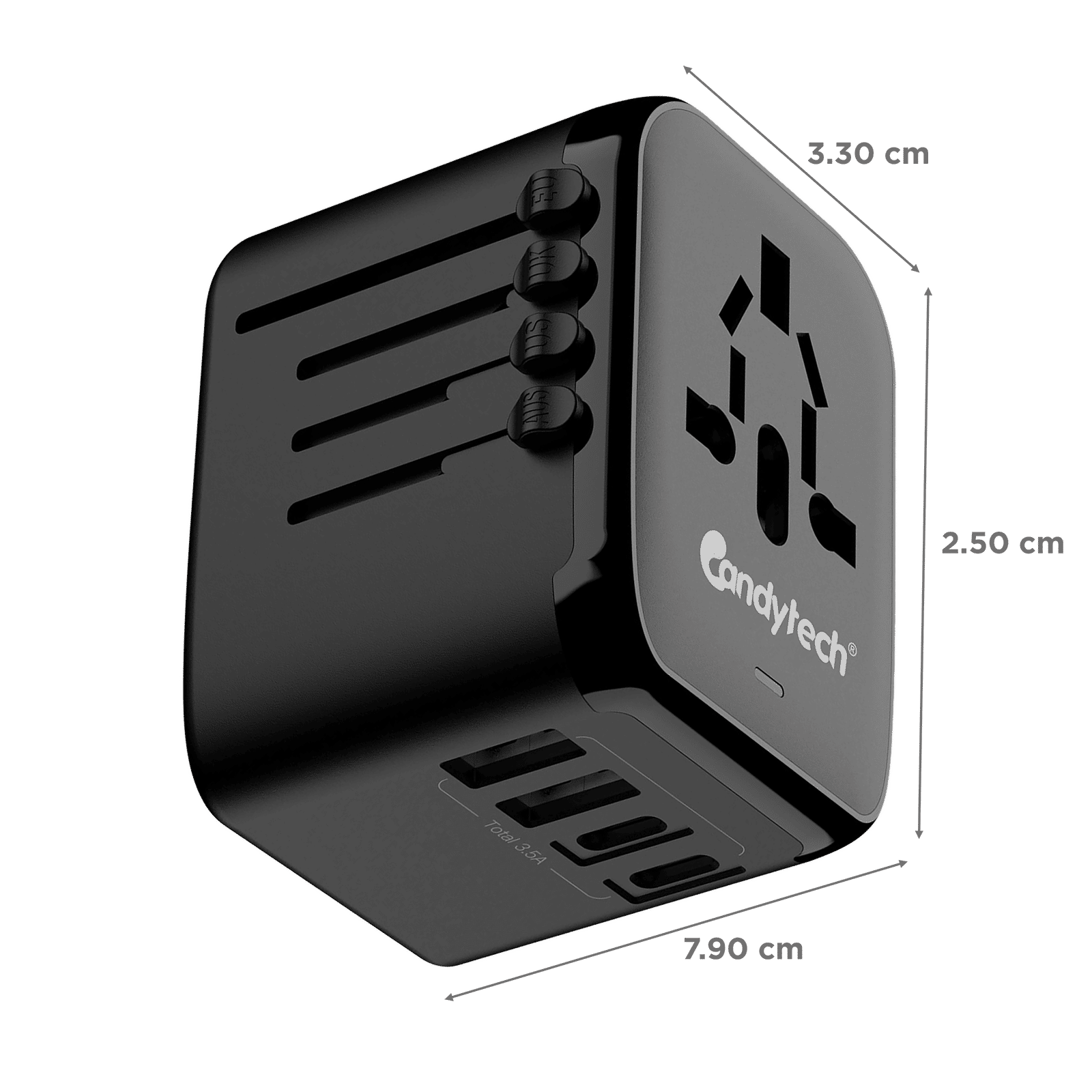 Candytech CT C11 4 Plugs 150 Countries Travel Adapter (Double Fuse, Black) Candytech CT C11 4 Plugs 150 Countries Travel Adapter (Double Fuse, Black)_2