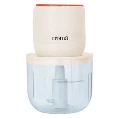 Croma 30 Watt Rechargeable Electric Vegetable & Fruit Chopper with 2 Blades (Beige)