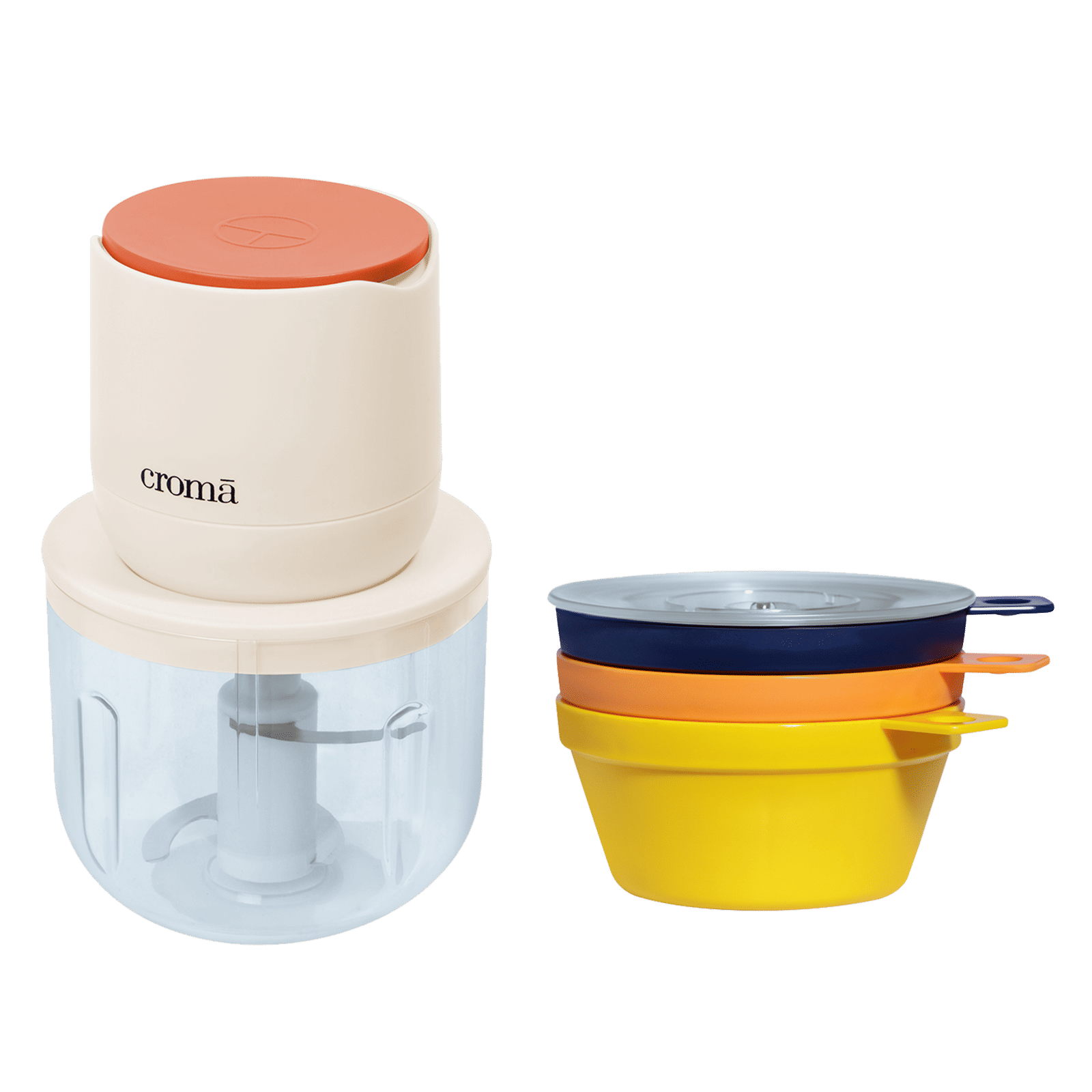 Croma 30 Watt Rechargeable Electric Vegetable & Fruit Chopper with 2 Blades (Beige)_4