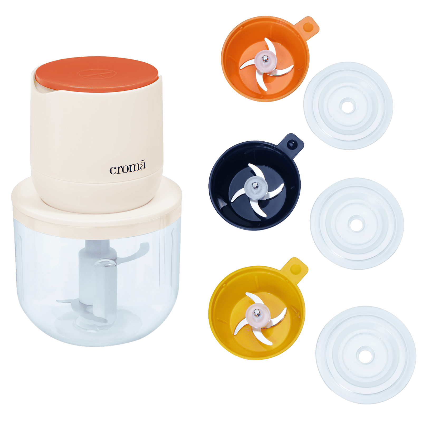 Croma 30 Watt Rechargeable Electric Vegetable & Fruit Chopper with 2 Blades (Beige)_5
