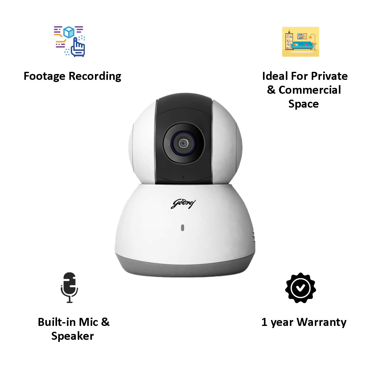 Godrej EVE PT 2 Security Camera (46171610SD00483, White)_3