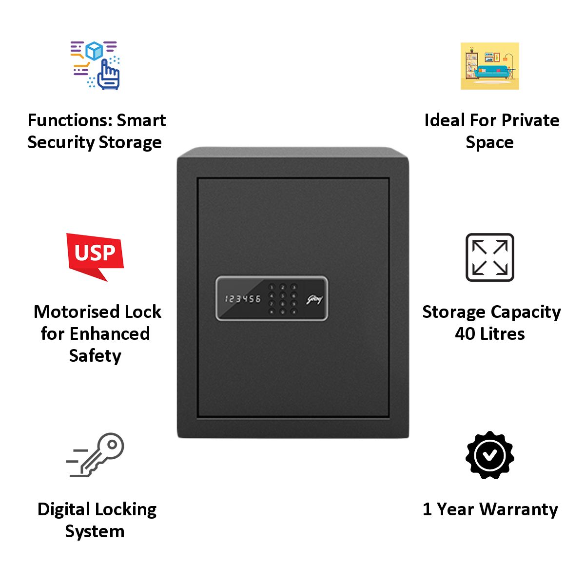 Godrej 40 Litres Safe Digital Locking Systems (NX Pro, Grey) Godrej 40 Litres Safe Digital Locking Systems (NX Pro, Grey)_4