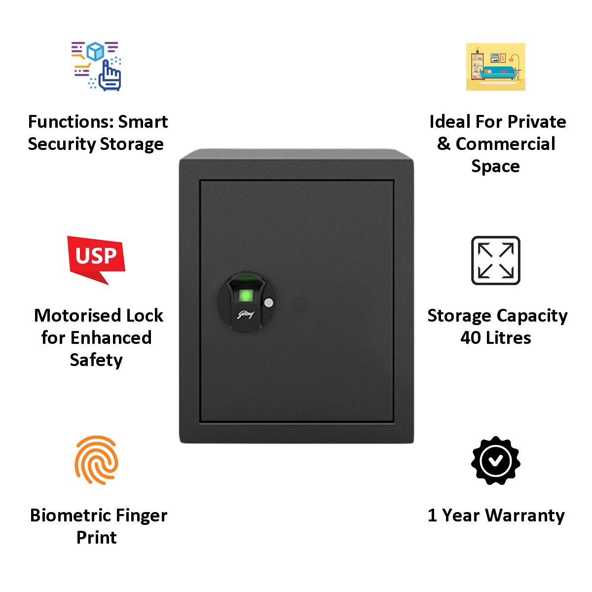 Godrej 40 Litres Safe Bio Smart Locks (NX Pro, Grey) Godrej 40 Litres Safe Bio Smart Locks (NX Pro, Grey)_4