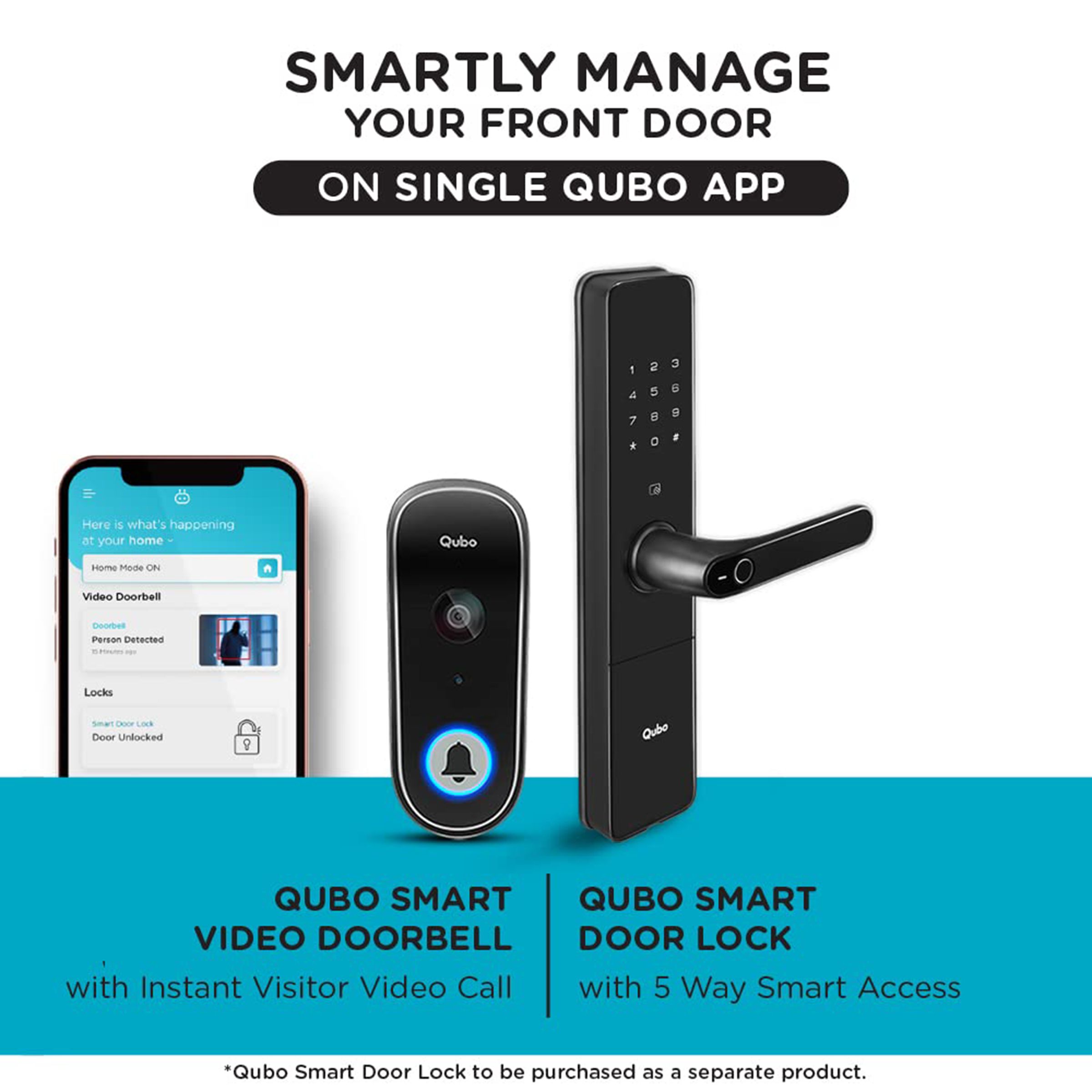Qubo Wireless Video Door Bell (Person Detection, HCD01, Black)_5