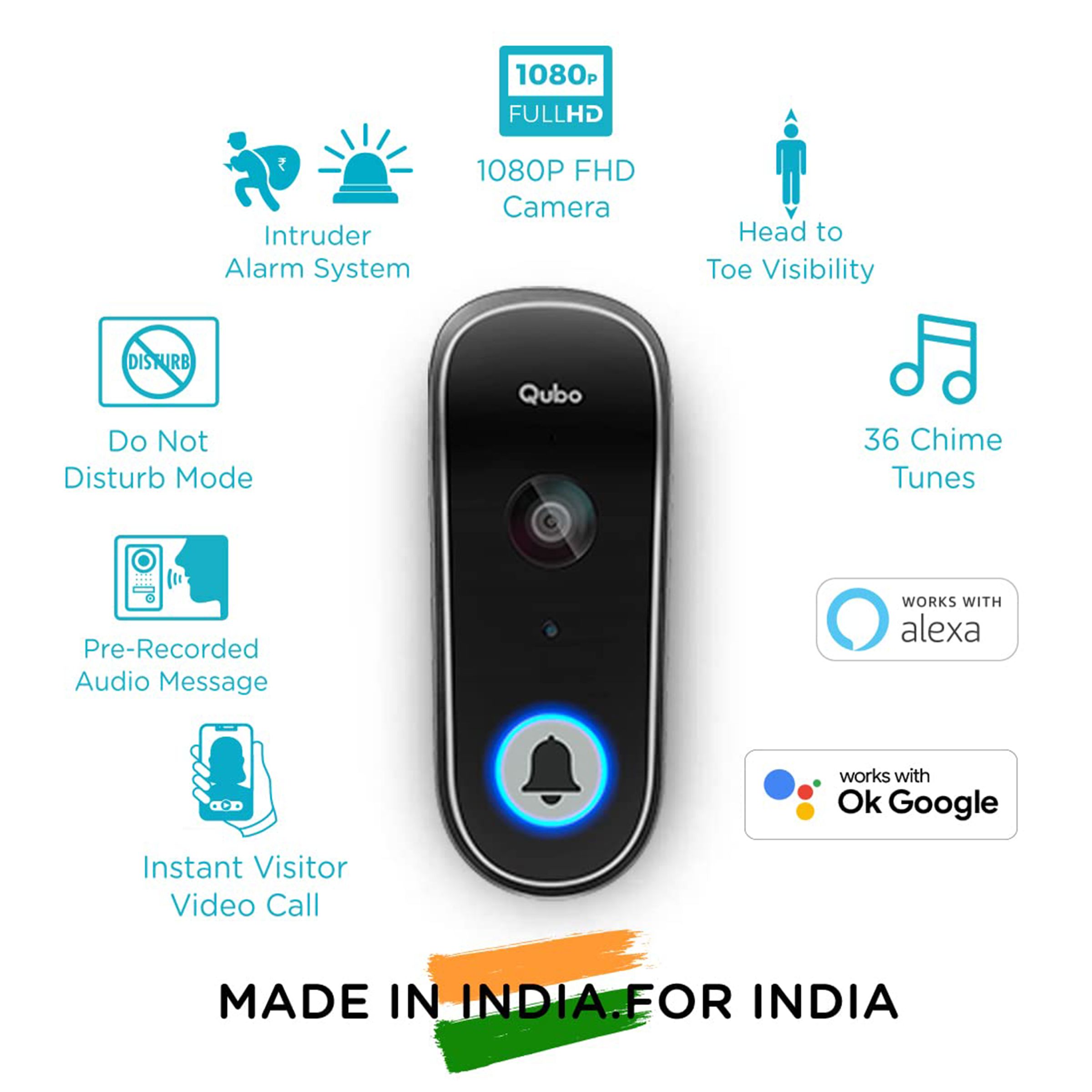 Qubo Wireless Video Door Bell (Person Detection, HCD01, Black)_10