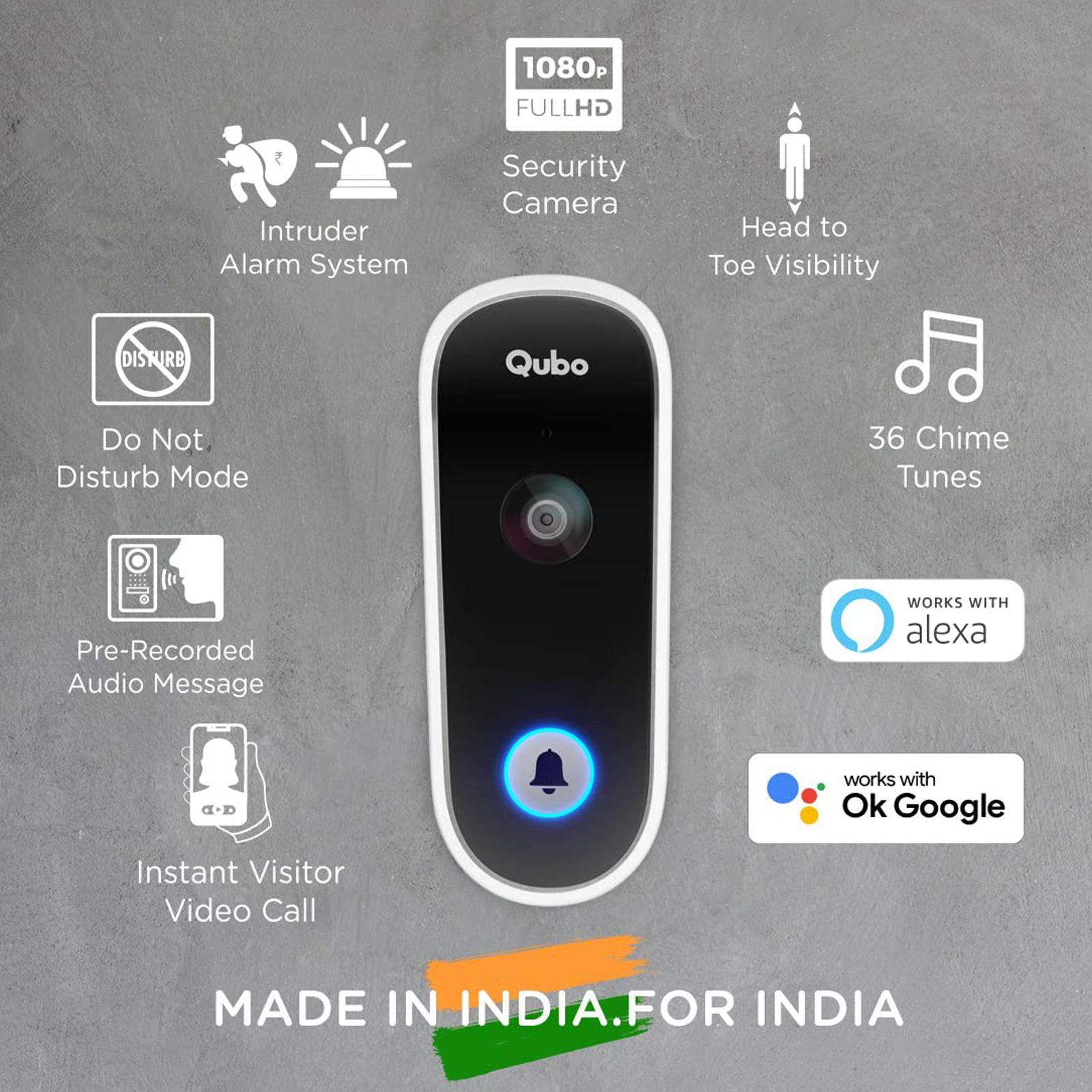 Qubo Smart Door Bell (Voice Control, OC-HCD03WH1, White)_3