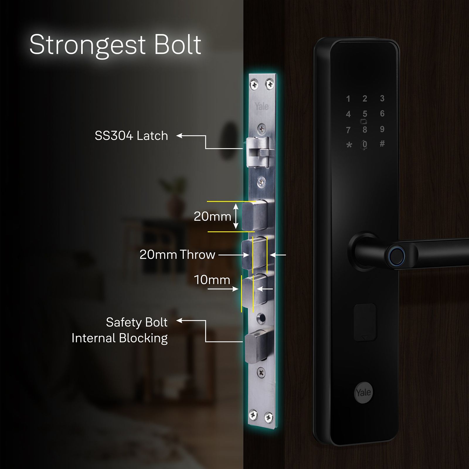 Yale Smart Locks For Private Space (Smart Keypad, YDME 100 NxT, Black)_14