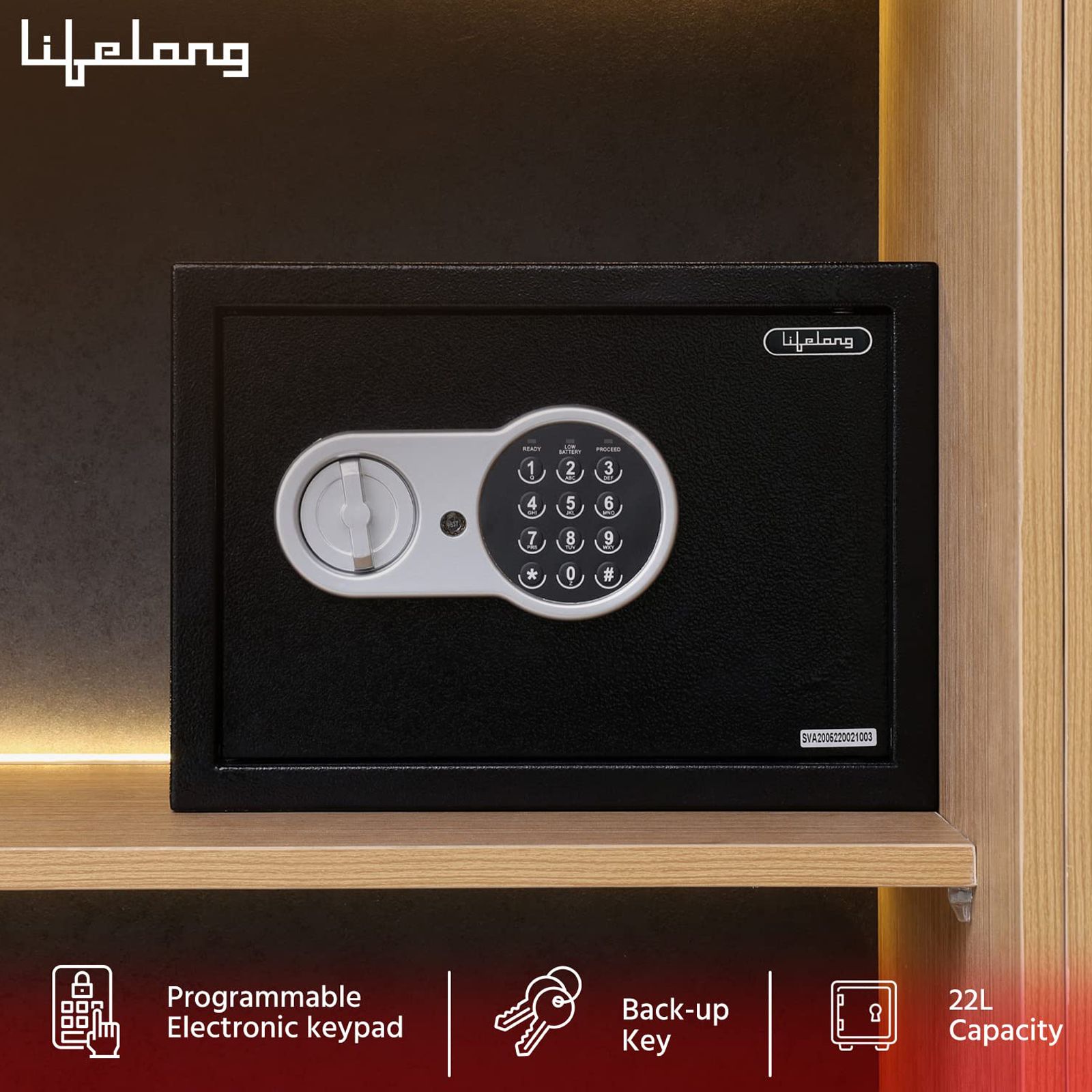 Lifelong LLHSL08 22 Litres Digital Safety Lockers (1 Shelve, Black) Lifelong LLHSL08 22 Litres Digital Safety Lockers (1 Shelve, Black)_2