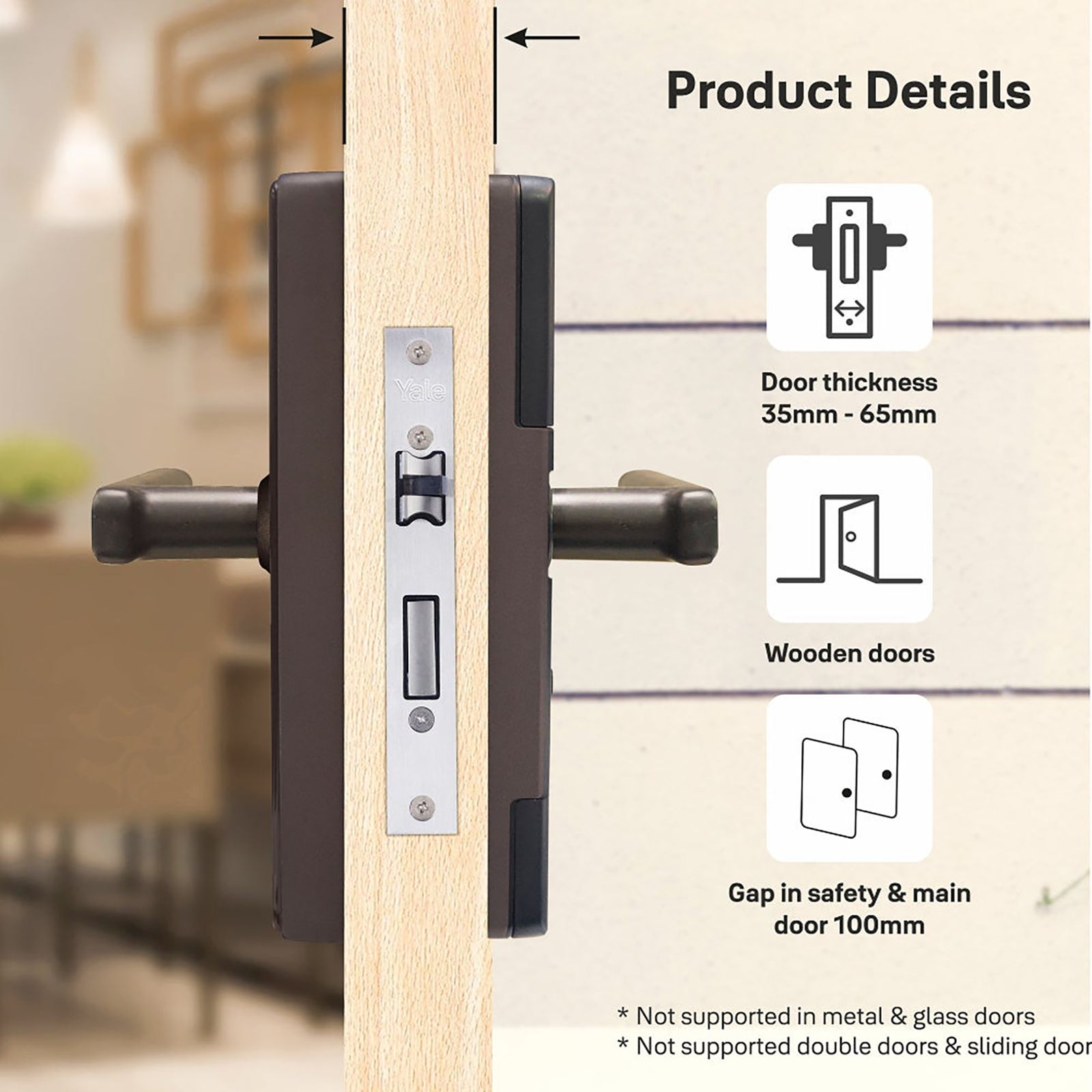 Yale YDME50NxT Digital Smart Lock (Strong Locking Bolts, Brown)_10