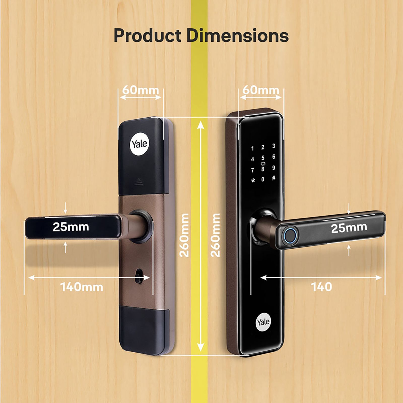 Yale YDME50NxT Digital Smart Lock (Strong Locking Bolts, Brown)_13