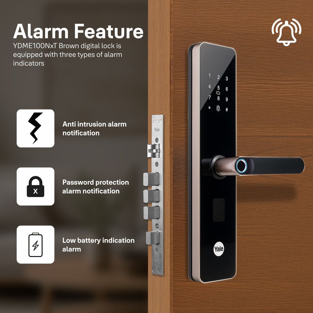 Yale YDME100NxT Digital Smart Lock (Strong Locking Bolts, Brown)_5