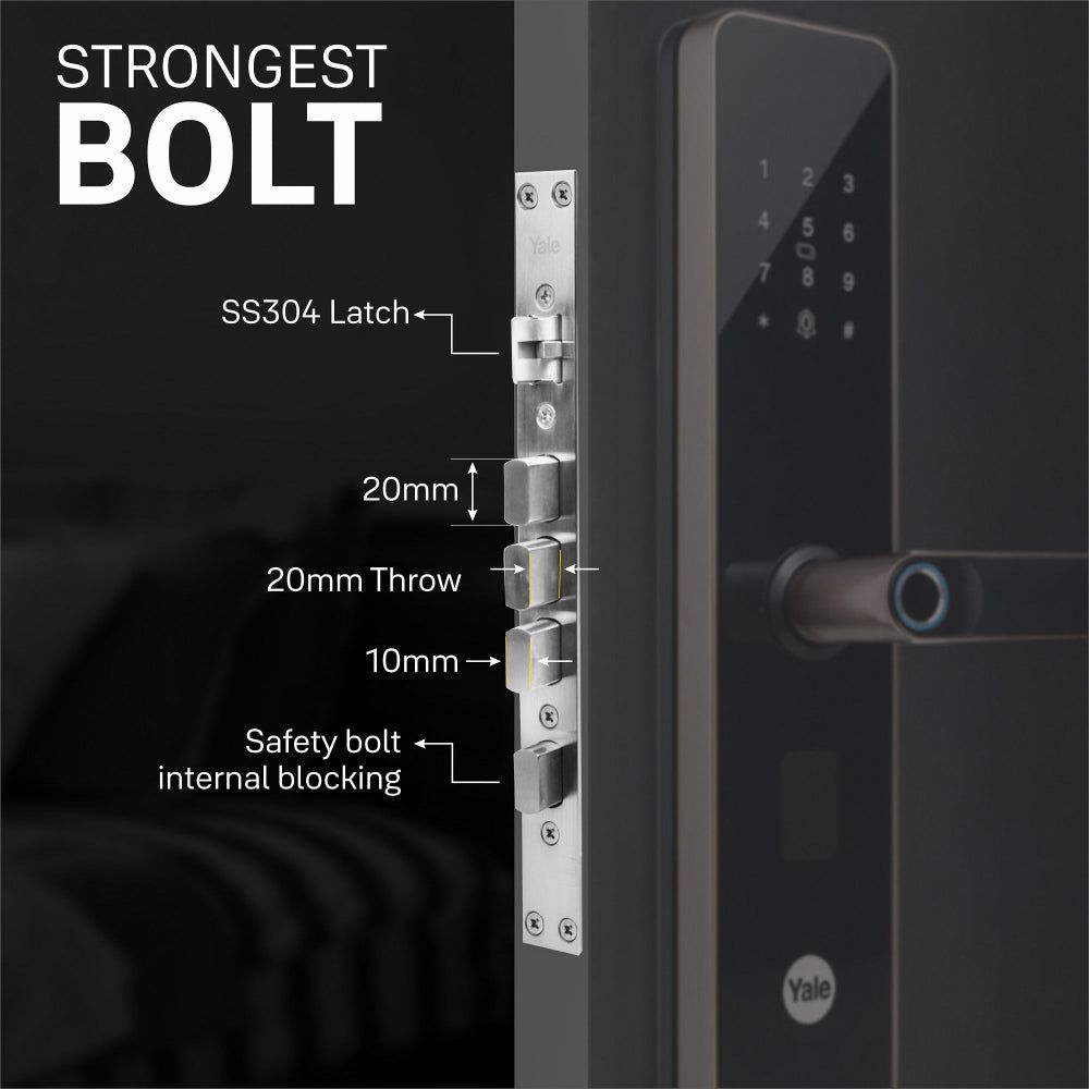 Yale YDME100NxT Digital Smart Lock (Strong Locking Bolts, Brown)_6
