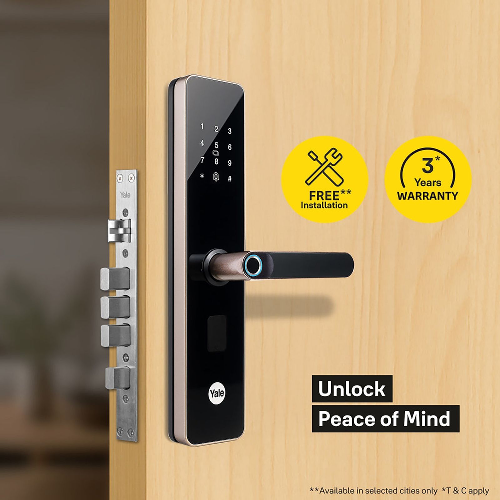 Yale YDME100NxT Digital Smart Lock (Strong Locking Bolts, Brown)_11