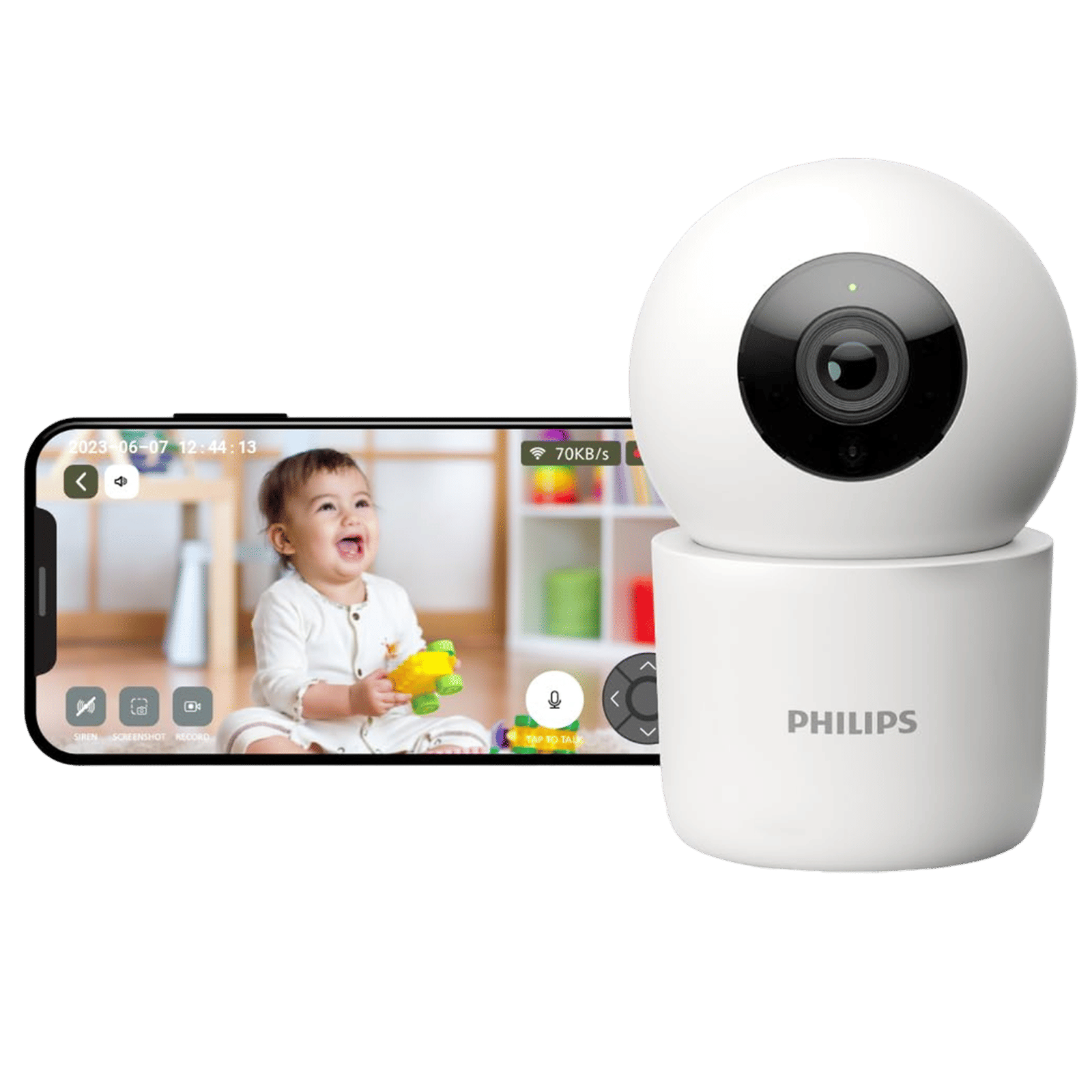 PHILIPS 3000 Series 360 Degree WiFi CCTV Security Camera (Pan Tilt Zoom, White)_1