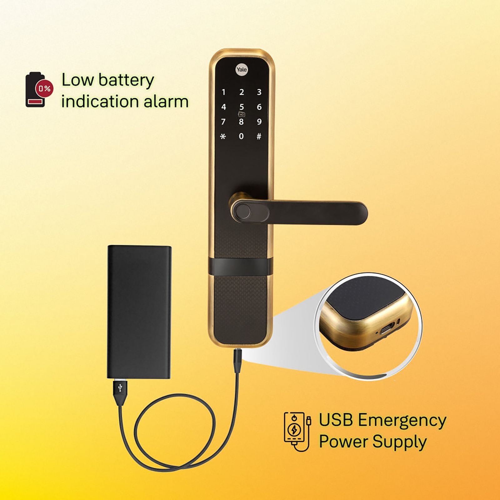 Yale Zuri Digital Lock (Fingerprint, PIN, RFID & Manual Key Access, YZuri/AB, Antique Bronze) Yale Zuri Digital Lock (Fingerprint, PIN, RFID & Manual Key Access, YZuri/AB, Antique Bronze)_6
